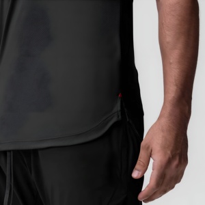 Camiseta Deportiva Negra para Hombre, Transpirable, de Secado Rápido, para Gimnasio, Fitness, Entrenamiento, Informal, de Manga Corta, Ropa Deportiva, Logotipo Personalizado, Venta al Por Mayor - Product Image 3
