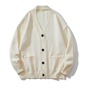 Cross-border Plus Size Men's <b>Cardigan</b> <b>Sweater</b> Men's V-neck Knitwear Jacket Men's <b>Sweater</b> with Front Logo Design - Product Image 2