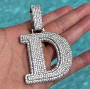 Joyería Hip Hop Personalizada para Hombre, Chapado en Oro de 18K, Plata de Ley 925, Moissanita VVS, Diamante de Laboratorio, Colgante con Inicial de Letra y Nombre - Product Image 3