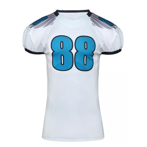 เสื้อฟุตบอลอเมริกันสีขาวสำหรับผู้หญิง พิมพ์ลายหมายเลข 88 สีน้ำเงิน แบบซับลิเมชั่น แขนสั้น คอกลม ระบายเหงื่อได้ดี - Product Image 1