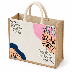 Sac fourre-tout en jute naturel doré personnalisable, taille moyenne, fermeture éclair robuste, poignées en corde, logo personnalisé, shopping - Product Image 3