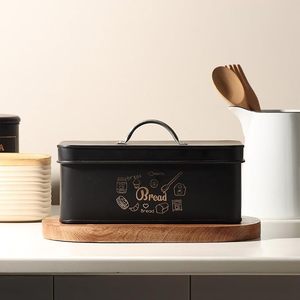 Caja de Pan Rectangular de Metal Negro con Asa, Contenedor Hermético para Almacenamiento de Alimentos en la Cocina - Product Image 6