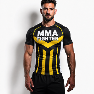 Maillot de compression personnalisé à manches courtes pour Jiu Jitsu, MMA, BJJ, grappling, entraînement sportif, séchage rapide - Product Image 3