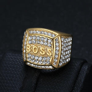 <b>Titanium</b> Gemstone <b>Ring</b> Channel Setting Crystal Rhinestone Unisex Hiphop Jewelry Gift Wedding Party Customized Size - Product Image 6
