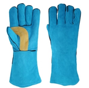 Wholesale 14 Inch Blue <b>Cow</b> Split Leather Welding Gloves High Quality Safety Work Gloves Heat Resistance Waterproof Feature - Product Image 5