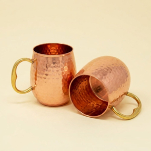 Mugs à Moscow Mule en cuivre massif au design classique avec poignée en laiton martelé, qualité supérieure, pour les fêtes, en promotion - Product Image 2