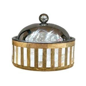 Plato de servir de lujo hecho a mano, plato de servir de nácar, tazón de servir de madera de mango, vajilla de madera, tazón decorativo - Product Image 1
