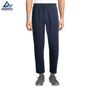 Pantalon de survêtement en coton bleu marine pour homme, taille élastique, décontracté, avec poches latérales, respirant, léger, pour le sport - Product Image 1