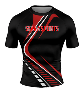 Wholesale Custom Digital <b>Print</b> Anti-Bacterial Spandex/Polyester MMA Rash Guard for Men's Short Sleeve <b>Surfing</b> T-Shirt BJJ - Product Image 3