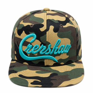 Casquette Snapback 6 Panneaux Camouflage Brut avec Broderie Turquoise Unisexe Style Urbain - Product Image 4