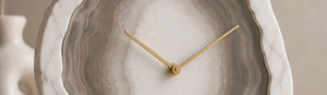 Oval Marble Desk <b>Clock</b> With Brass Stand Minimalist Design Quartz Movement Needle Display - Product Image 2