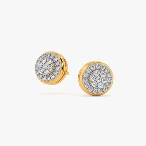 Boucles d'oreilles clous en diamant de laboratoire rond Halo - Product Image 1