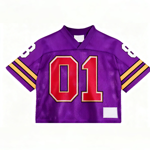 Camiseta deportiva holgada de malla estilo fútbol americano con logo personalizado, estilo casual urbano, camiseta de rugby de alta calidad con estampado unisex. - Product Image 4