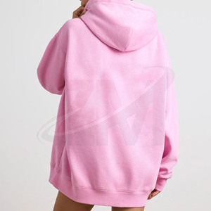 เสื้อฮู้ดดี้สีชมพูโอเวอร์ไซส์สำหรับผู้หญิง แขนยาว สีพื้น ผ้าฟลีซคอตตอน 100% 450 GSM ระบายอากาศได้ดี คุณภาพแบรนด์ดัง ลดราคาพิเศษ ขายส่ง - Product Image 3