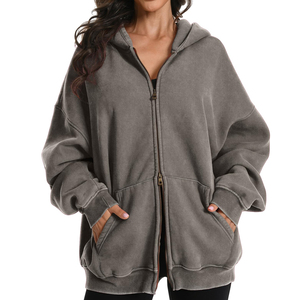 Sudadera con capucha extragrande para mujer con forro polar suave, de secado rápido y cómoda, con cremallera, para chicas. - Product Image 6