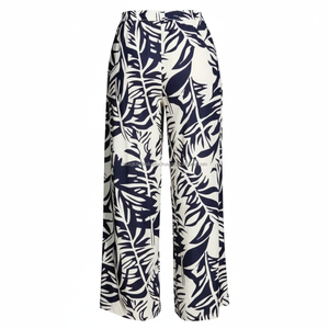 Pantalons palazzo pour femmes, taille haute, à fleurs, avec cordon de serrage, fabrication sur mesure, vente en gros - Product Image 2