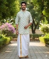 Kurta Dhoti Traditionnel en Coton Infroissable et Respirant pour Homme, Coupe Droite, Style Indien et Pakistanais, Idéal pour les Fêtes et Tenues Décontractées Estivales, Blanc