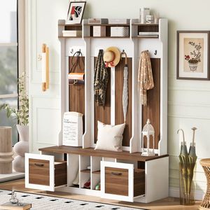 Grattaforma per albero da 5 in 1 ''58.8'' 7 robusti ganci 2 ampi cassetti ripiani regolabili per ingresso soggiorno corridoio - Product Image 1