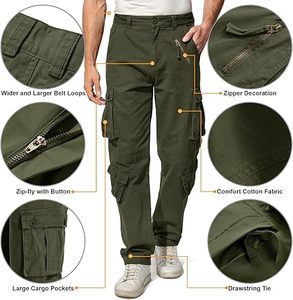 Men's Polyester <b>Work</b> Pants Abrasion Resistant <b>Cargo</b> Trousers with Tool Pockets Gray - Product Image 4