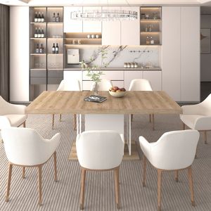 Tavolo da Pranzo Allungabile Rettangolare in Legno Effetto Invecchiato per 6-10 Persone 160-200 cm - Product Image 5