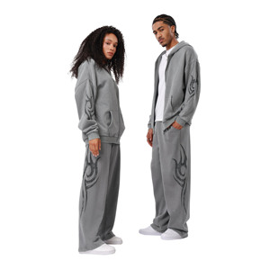 Custom Logo Breathable Anti-Wrinkle 100% Cotton Loose Fit Straight Leg Sweatpants with Drawstring Closure Side <b>Strips</b> for Men - Product Image 1