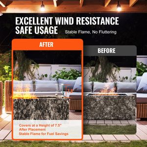 Sturdy 0.31 Inch Thick Tempered Glass Wind Guard for 36 X 16 X <b>7</b>.5 Inch Rectangular <b>Fire</b> Pit Table Hard Panel Accessory - Product Image 2