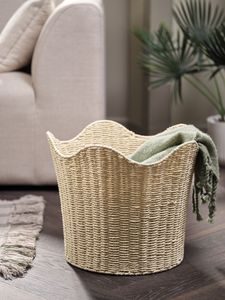Handmade <b>Paper</b> Storage Basket with Scalloped Edge | Stylish Home <b>Organizer</b> | Vietnam Manufacturer - Product Image 6