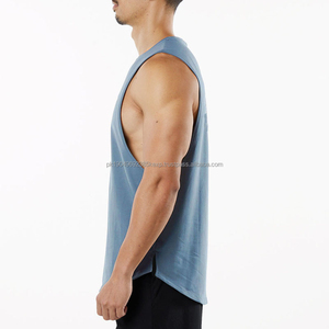 Débardeurs de sport sans manches à logo personnalisé, coupe ajustée, débardeur creux pour hommes, prix d'usine - Product Image 3