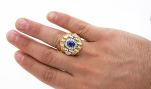 <b>Men's</b> Alloy Vintage Cocktail <b>Ring</b> with Diamond Prong Setting Geometric Design Classic Wedding Engagement Jewelry - Product Image 3