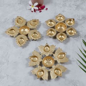 Festive Candle Alternative Copper Diya Brass <b>Oil</b> Deepam Pooja Prayer <b>Lamp</b> Home Temple Decorative Lighting Accent - Product Image 3