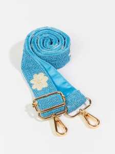 Sangle de sac à main style guitare, personnalisée, faite à la main, brodée de perles de rocaille, avec slogan 'Go Big Blue' et lettrage bleu clair, en gros - Product Image 3