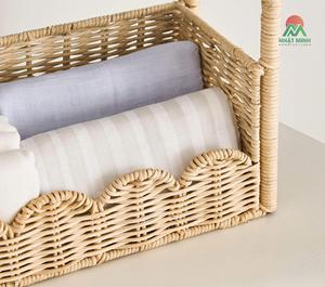 Handwoven Rattan Kids Organizer Wicker Nursery Storage Rack <b>Baby</b> Room Toy Rattan Scalloped Stacked Organizer Furniture Decor - Product Image 3