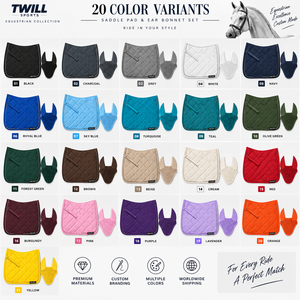 Twill Sports Navy Quilted Cotton & Polyester Dressage Saddle Pad with Mesh Neck Cover Set for Competition Use All-Purpose - Product Image 6