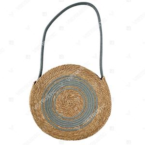 AZURE ARCH Handwoven <b>Straw</b> & Cotton Tote & Crossbody <b>Bag</b> Collection with Zipper Closure and Tassel Detail - Product Image 3