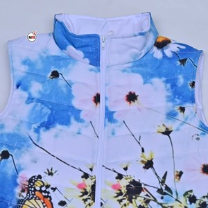 Gilet matelassé sans manches pour homme à imprimé floral, col montant, fermeture éclair, respirant, en polyester, style décontracté printemps - Product Image 5
