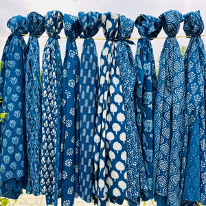 Bikini de bain 100 % coton pur fait main, imprimé floral indigo sur mesure, service OEM, écologique, respirant pour la plage - Product Image 1