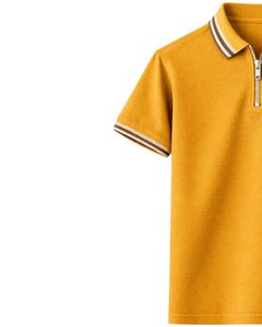 เสื้อโปโลคอซิปผู้ชาย แขนสั้น คอริบตัดสี ผ้าคอตตอนผสม สวมใส่สบายๆ ในฤดูร้อน ผลิตตามสั่ง - Product Image 2