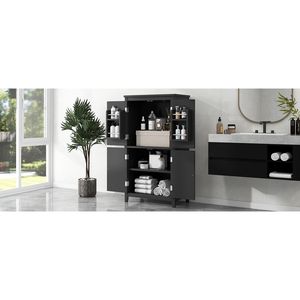 Elegante Mobile Bagno a 4 Ante Indipendente con Ripiani Regolabili - Unità Arredo Bagno - Product Image 3