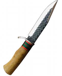 Couteau utilitaire à lame fixe en acier à haute teneur en carbone forgé à la main, pointe tombante, manche en bois personnalisé DIY OEM, entretoise segmentée, EDC - Product Image 3