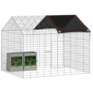 Cage à lapin en acier galvanisé argenté 400 x 78 x 78 cm pour animaux de compagnie - Product Image 3