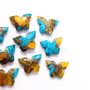 Cuentas de Cobre Turquesa Mohave con Forma de Mariposa, 14MM, Talladas a Mano, Tipo Briolette, para Fabricación de Joyas, Precio al por Mayor - Product Image 5