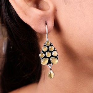 ARTS JEWELS Brass Oxidized Silver <b>Crystal</b> Rhinestone Butterfly Shape Boho Tribal Ethnic Dangle Earrings Handmade Indian Women's - Product Image 2