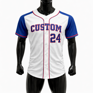 Uniforme d'équipe de baseball personnalisé, col en V profond, séchage rapide, respirant, anti-humidité, taille plus, tissu 100% polyester sublimé - Product Image 1