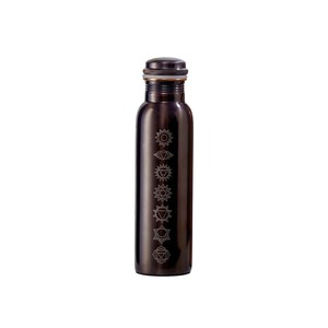 Bouteille d'eau en cuivre pur gravée 7 Chakras, écologique, anti-fuite, pour le bien-être et le yoga ayurvédique, vente en gros - Product Image 1