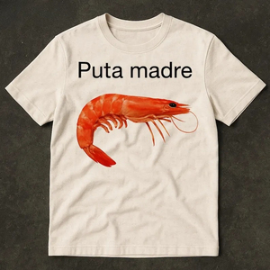 Camiseta Gráfica de Camarones Puta Madre para Hombre, Divertida, con Meme Español, Roja, Manga Corta, 100% Algodón, Casual, Hip Hop, Transpirable, Personalizable - Product Image 4