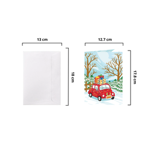 Carte pop-up 3D de Noël avec Père Noël au volant d'une voiture, animaux et grand bus de Noël, carte origami, enveloppe, carte de vœux faite à la main, cadeau spécial - Product Image 2