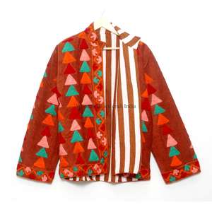 Chaqueta de algodón cotrize hecha a mano, ecológica, de estilo playero, para invierno, informal, para mujer, con cierre de botones y bordado floral. - Product Image 6