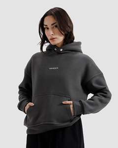 เสื้อฮู้ดดี้ทรงโอเวอร์ไซส์ ไหล่ตก ผ้าฝ้าย 100% ย้อมสีพื้น เนื้อผ้านุ่มพิเศษ ทรงปกติ มีกระเป๋าจิงโจ้ ระบายอากาศได้ดี - Product Image 4