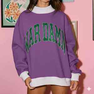 Womens Custom <b>Mock</b> <b>Neck</b> Sweatshirt Oversized Long Sleeve Casual Pullover Relaxed Fit Streetwear Fashion <b>Top</b> - Product Image 3