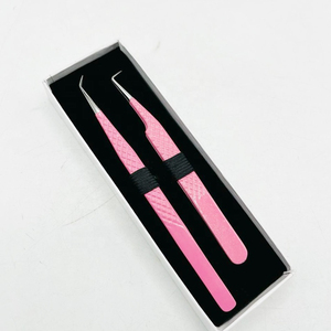 Pince à épiler en acier inoxydable à prise précise, pointe à 90 degrés, lisse/dentelée, pour artistes en extensions de cils, qualité salon, faite à la main - Product Image 1